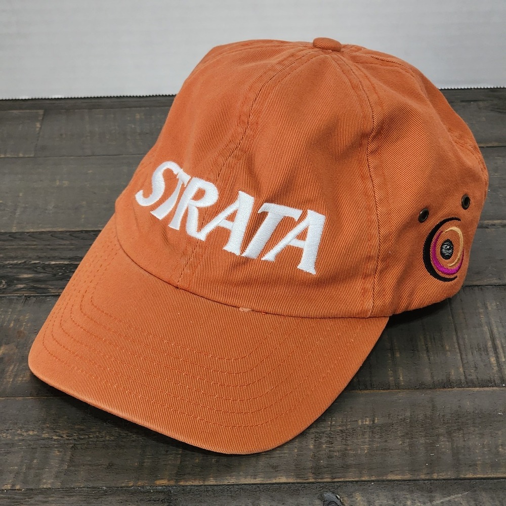 STRATA Golf Hat Adult Orange Adjustable Front Back logos Cap